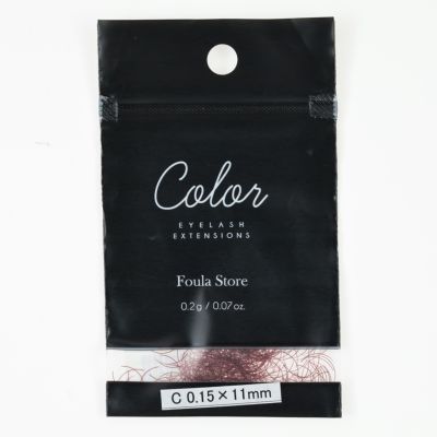 【Foula】カラーエクステ バラ ワインレッド 0.2g Jカール 0.15mm 下まつげ