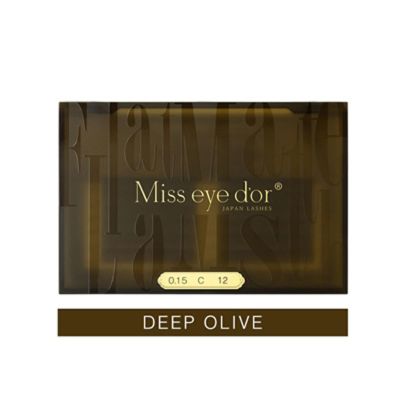 【Miss eye d'or】フラットマットラッシュディープオリーブ Cカール 0.15mm×8mm